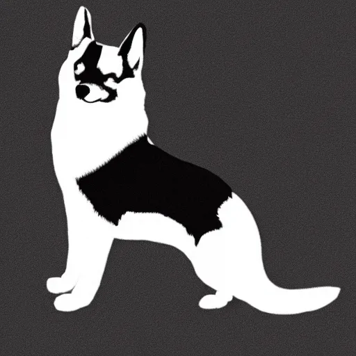 Image similar to Black and white line art of a Shiba Inu