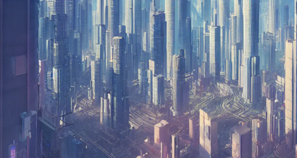 Image similar to A Futuristic Japanese high-rise cityscape, rendered by Beeple, Makoto Shinkai, syd meade, simon stålenhag, environment concept, digital art, unreal engine, WLOP, trending on artstation, low level, 3 point perspective, 4K UHD image, octane render,