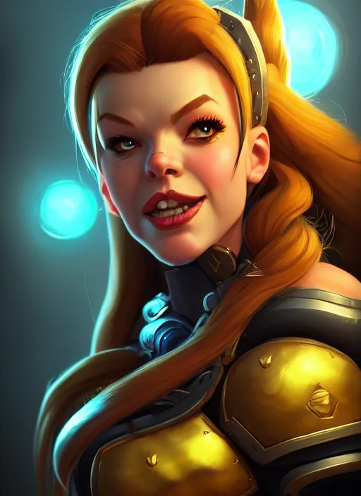 Prompt: lovely brigitte from overwatch, fantasy, fantasy art, character portrait, portrait, close up, highly detailed, scifi art, intricate detail, amazing detail, sharp focus, vintage fantasy art, vintage sci - fi art, radiant light, trending on artstation, caustics, by artem chebokha