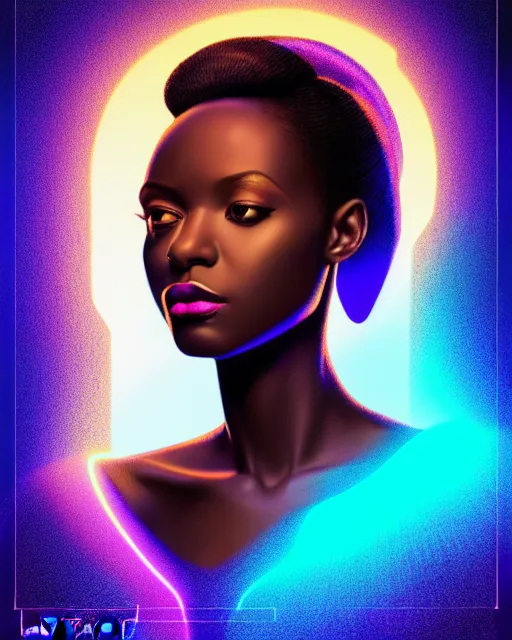 Prompt: symmetry!! african princess of technology, solid cube of light, hard edges, product render retro - futuristic poster scifi, lasers and neon circuits, beautiful dark skin african princess, intricate, elegant, highly detailed, digital painting, artstation, concept art, smooth, sharp focus, illustration, dreamlike, art by artgerm