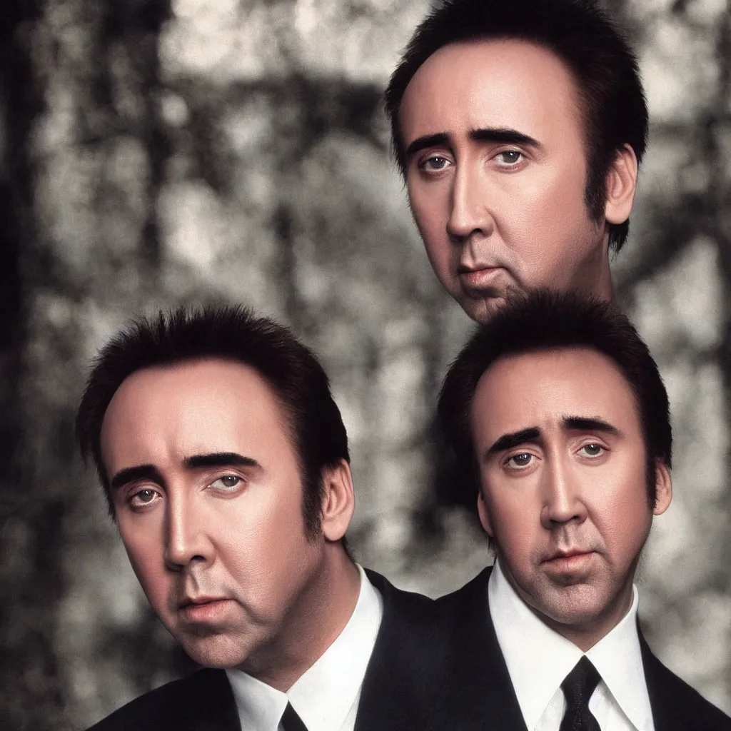 Prompt: nicolas cage headshot 1 9 9 9 photograph straight on color