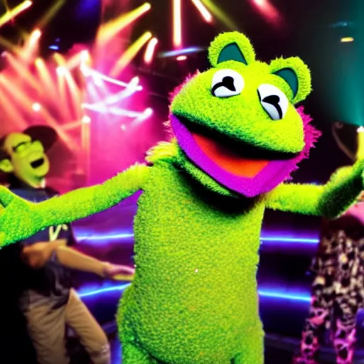 Image similar to muppet on a rave