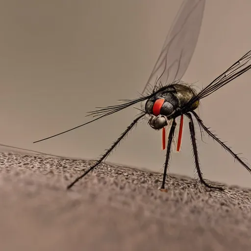 Prompt: award winning photography of a needle passing throught a fly in mid-air macro lenses 4k details