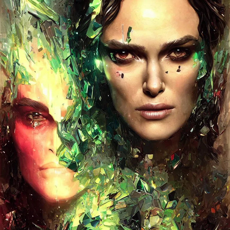 Image similar to Keira Knightley as Gamora (Guardians of the Galaxy) by Karol Bak, Sandra Chevrier, beeple, Pi-Slices and Kidmograph, beautiful digital illustration