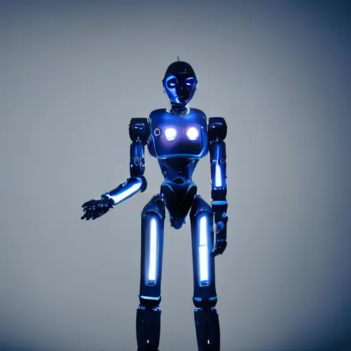 Image similar to cinematic still of a humanoid robot, cinematic lighting, superb resolution