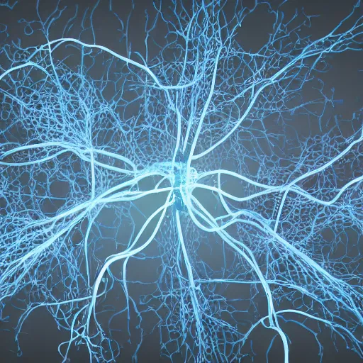 Image similar to 2 d representation of two neurons connected to each other, realistic