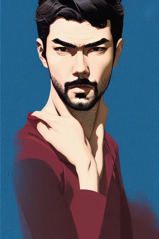 Prompt: portrait of a handsome man by james jean by ilya kuvshinov kintsugi