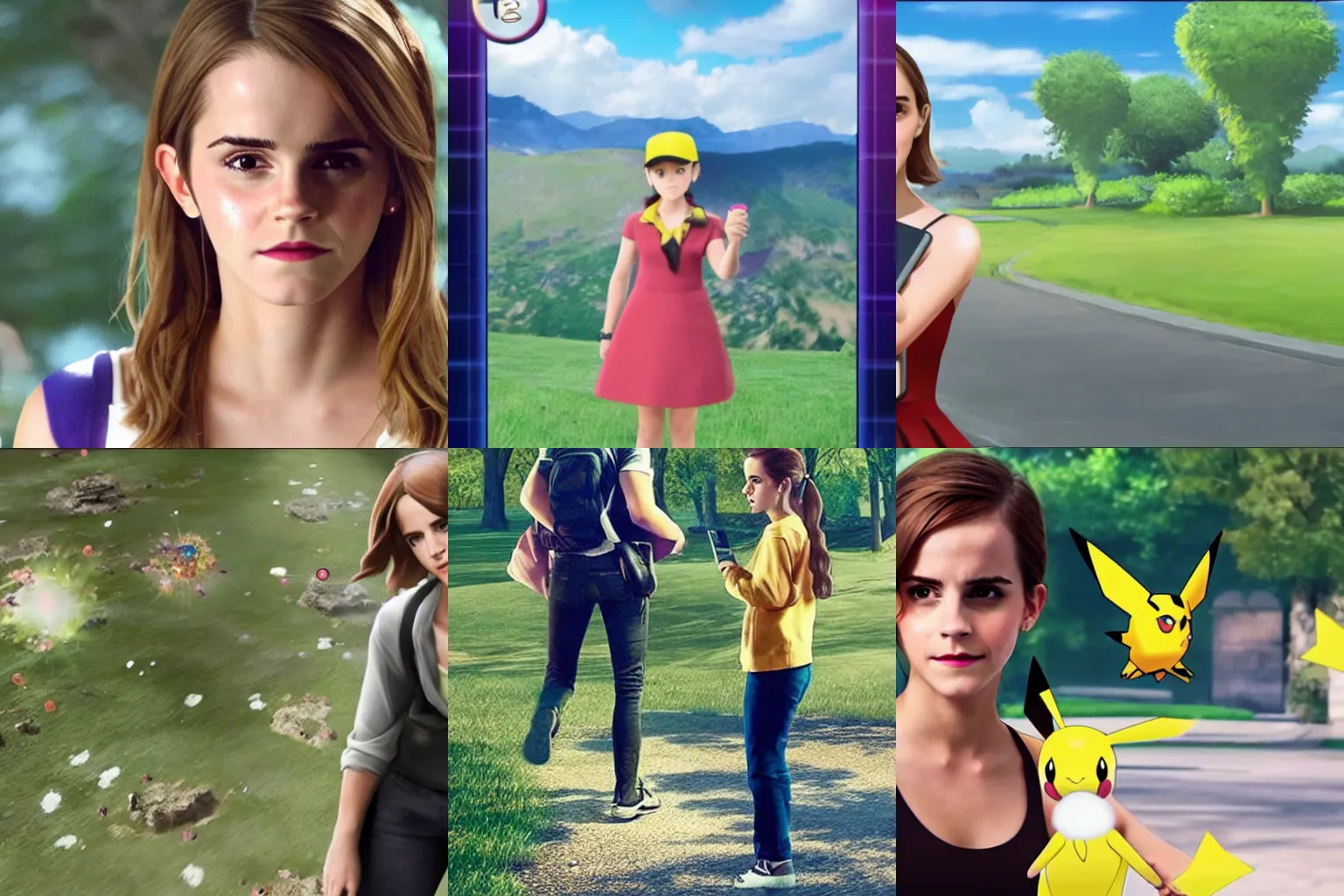 Prompt: Screenshot of Emma Watson in Pokemon Go