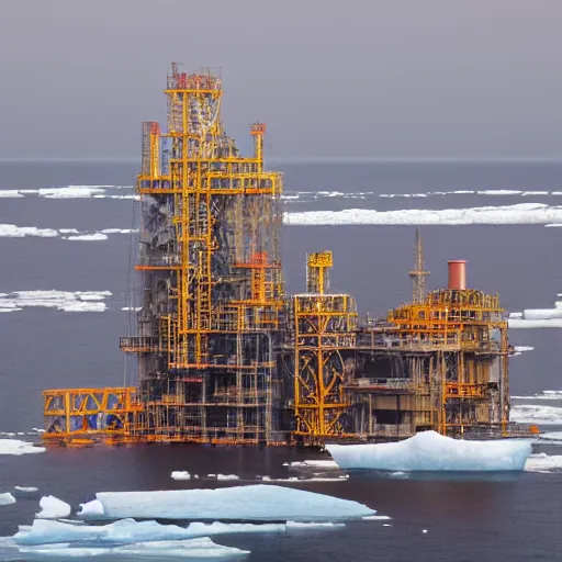 Image similar to Oil platform with orthodox temple on it surrounded by ice