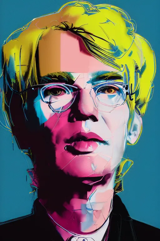 Image similar to colorful portrait of andy warhol, intricate, elegant, highly detailed, digital painting, artstation, sharp focus, illustration, art by wlop, mars ravelo and greg rutkowski