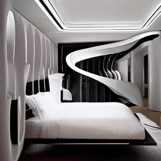 Image similar to room designed by zaha hadid