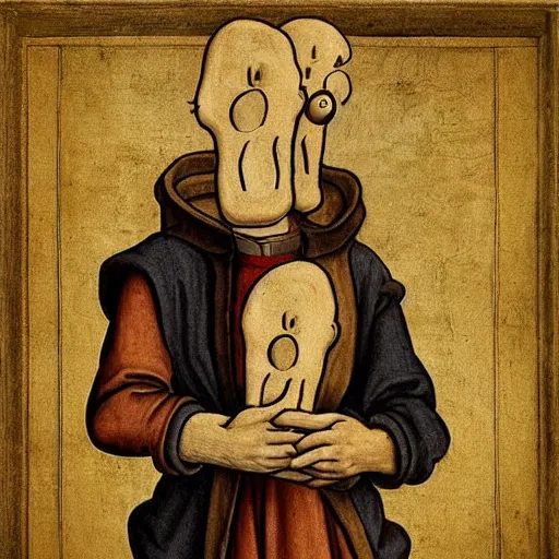 Image similar to handsome squidward, renaissance art style