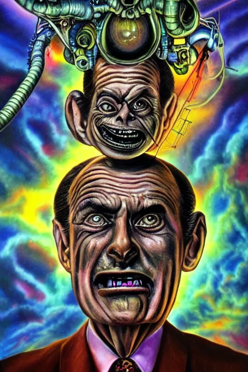 Image similar to subgenius, x - day, aliens, weird stuff, occult stuff, colorful, hyperrealism, dramatic lighting