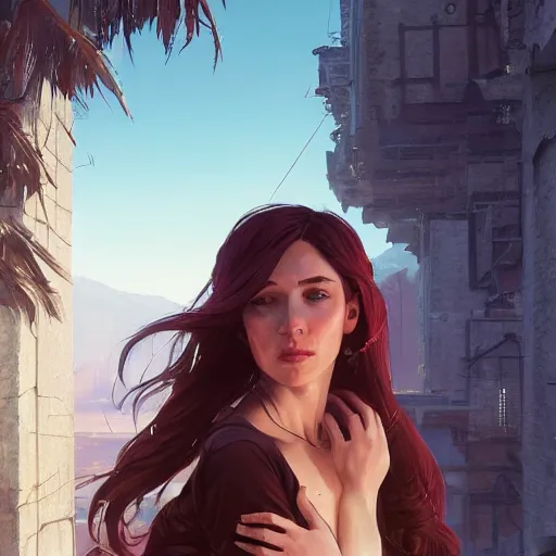 Image similar to highly detailed portrait of 💃 in gta v, stephen bliss, unreal engine, fantasy art by greg rutkowski, loish, rhads, ferdinand knab, makoto shinkai and lois van baarle, ilya kuvshinov, rossdraws, tom bagshaw, global illumination, radiant light, detailed and intricate environment