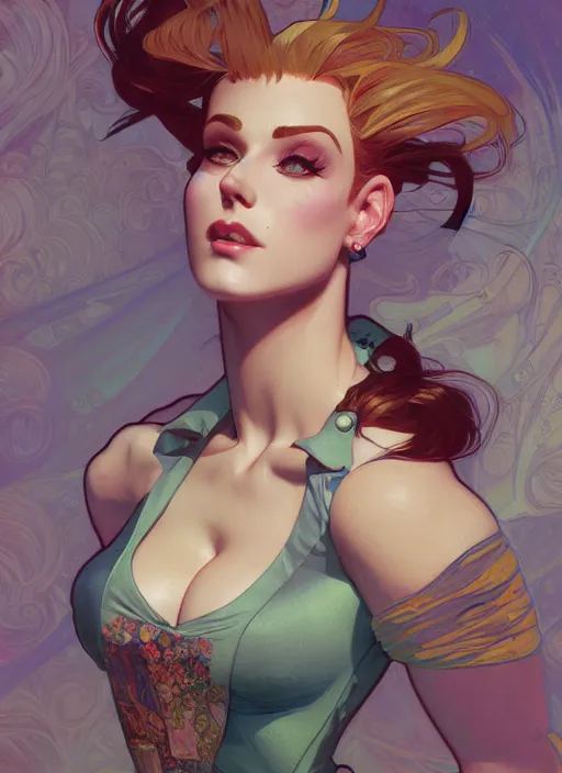 Prompt: johnny bravo, suggestive pose, hyper detailed, illustration, digital illustration, victorian clothing, trending in artstation, cinematic lighting, studio quality, sharp focus, intricate, art style by alphonse mucha and klimt and nixeu and ian sprigger and wlop and krenz cushart