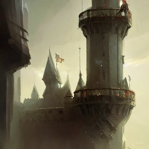 Image similar to a castle on the ship, by greg rutkowski, trending on artstation