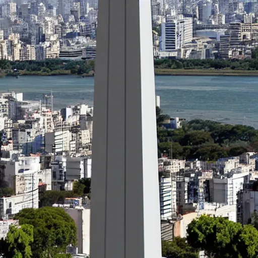 Prompt: the obelisk of the city of buenos aires as a giant robot