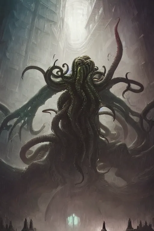 Prompt: cthulhu, digital art, magic the gathering, mtg, by greg rutkowski, trending on artstation