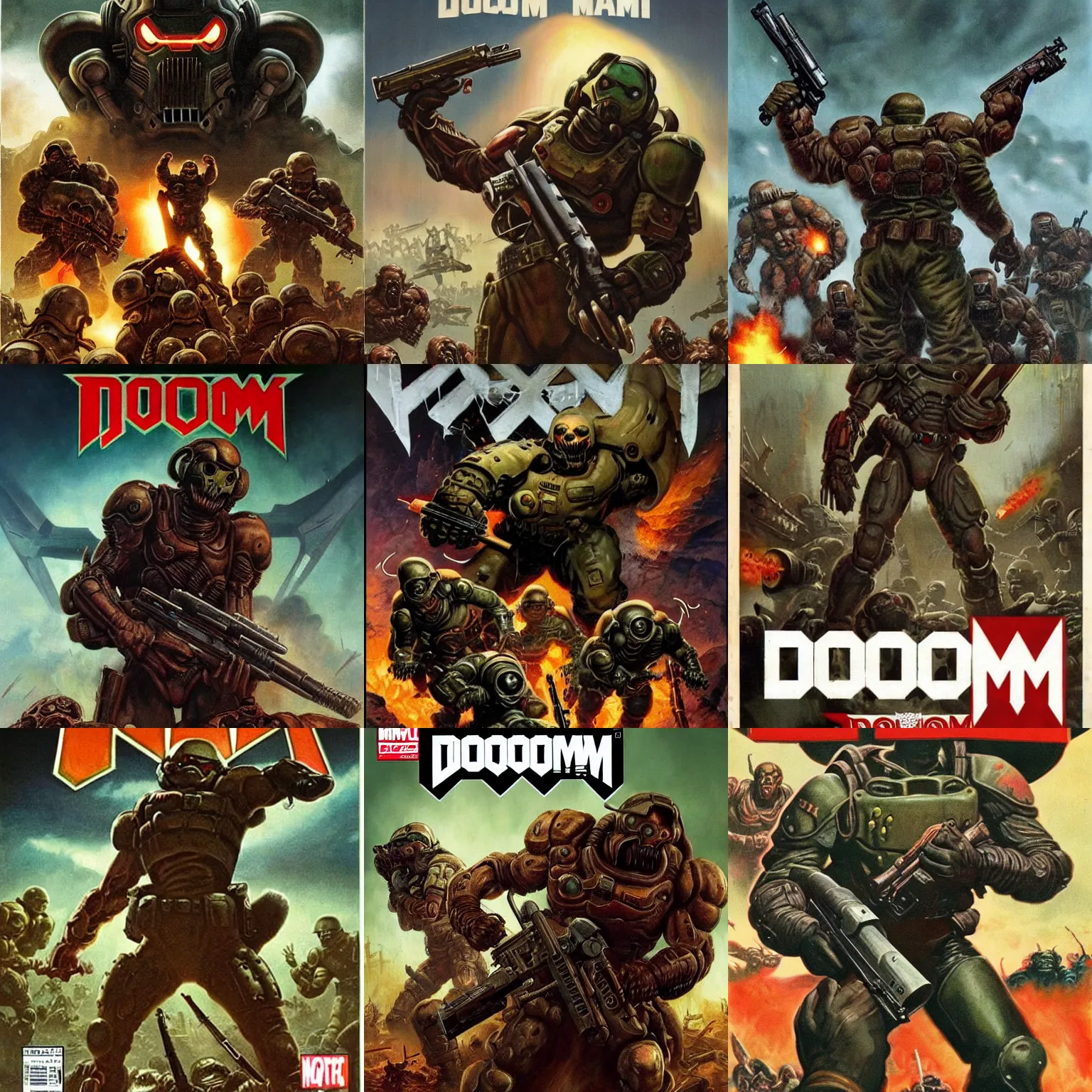 Prompt: Doom2 Cover Art WW2 W- 896