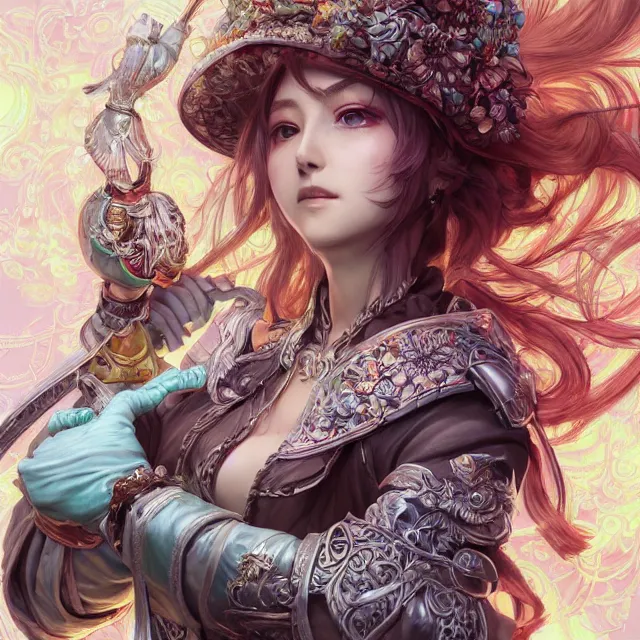 Image similar to the portrait of neutral good colorful female cleric bard as absurdly beautiful, gorgeous, elegant, young gravure idol, an ultrafine hyperdetailed illustration by kim jung gi, irakli nadar, intricate linework, sharp focus, bright colors, octopath traveler, final fantasy, unreal engine 5 highly rendered, global illumination, radiant light, detailed and intricate environment