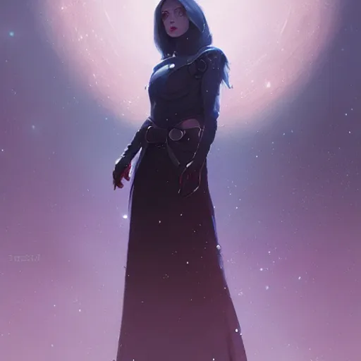 Image similar to space witch, greg rutkowski, concept art, portrait