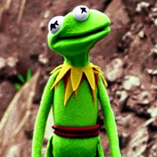 Prompt: kermit the frog in dragon ball z