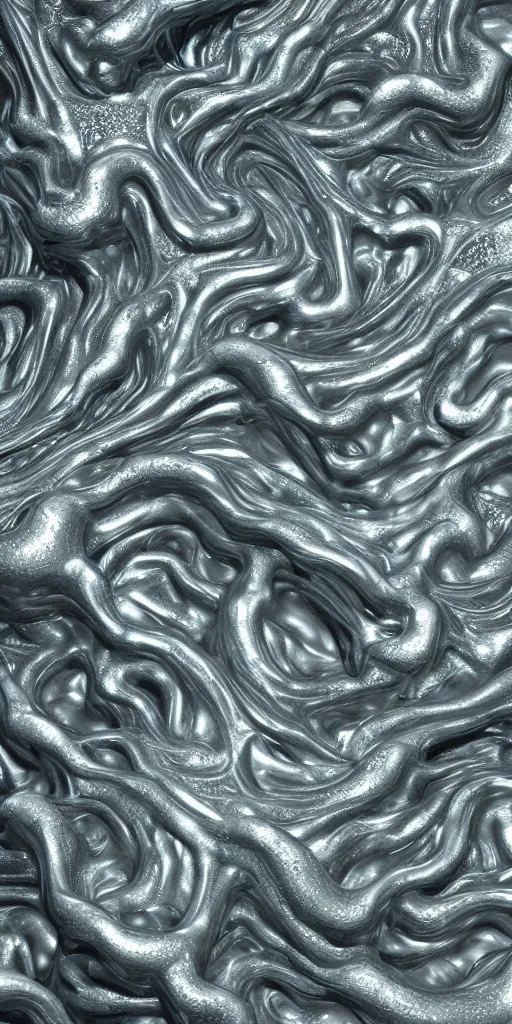 Image similar to a photorealistic render of a 3 d organic water structure, made of liquid metal, c 4 d, made of marble, by zhelong xu, gakkin and ernst haeckel, hyper realistic, plain background, 8 k, volumetric lightning, trending on artstation