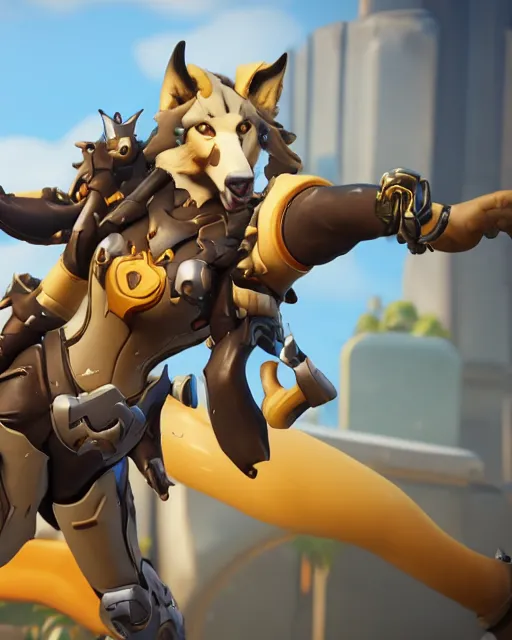 Image similar to wolf anthropomorphic playable hero character in overwatch