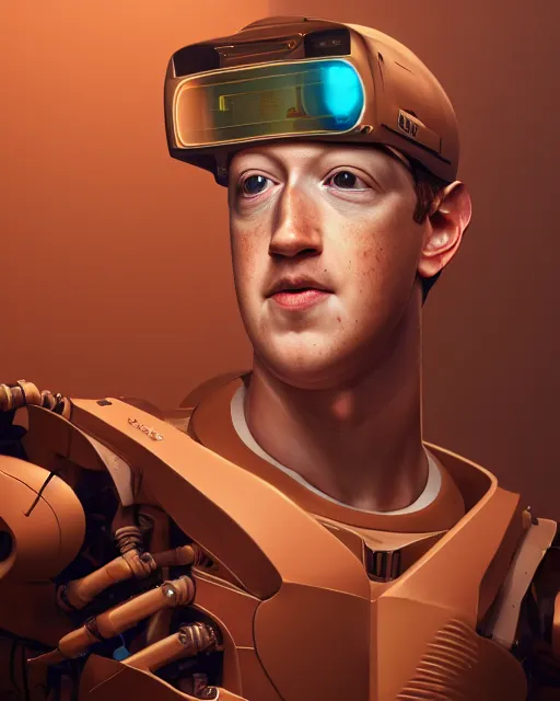 Image similar to mark zuckerberg as a sweet baby rays bbq cyborg, full body portrait, oil on canvas, octane render, trending on artstation