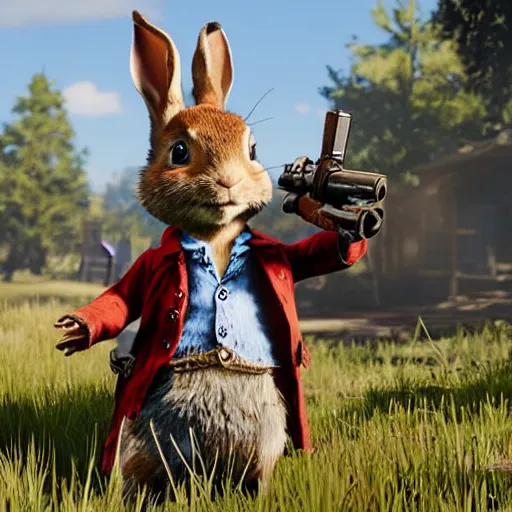 Image similar to peter rabbit in red dead redemption 2