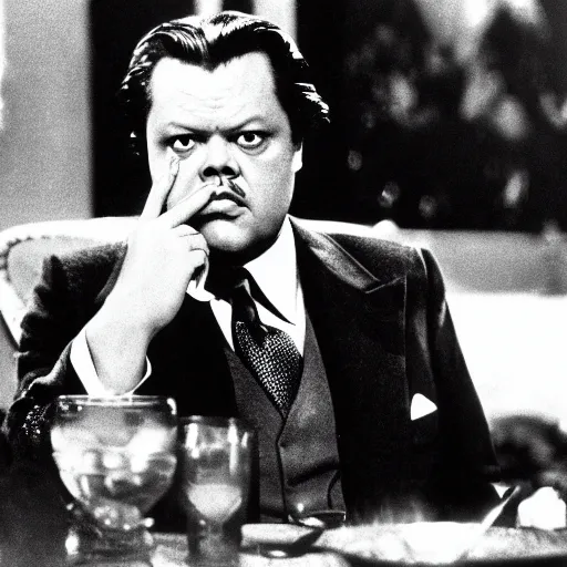 Image similar to A film still of Orson Welles in The Godfather (1972)