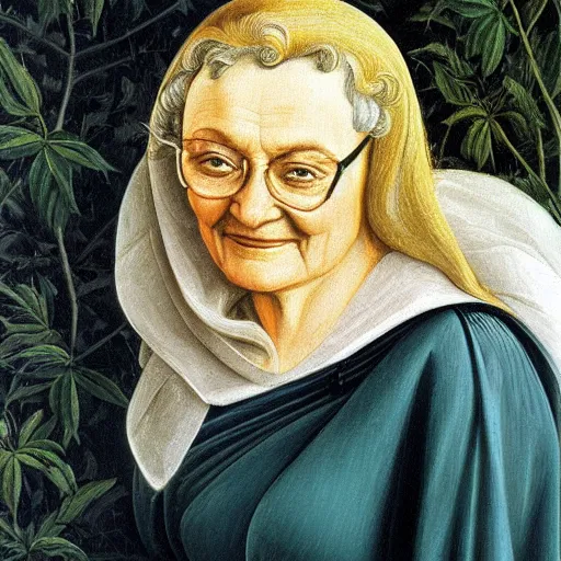 Prompt: oil Painting of Estelle Getty by Botticelli