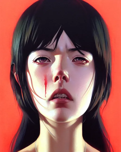 Image similar to dead inside!!!, fine - face, audrey plaza, realistic shaded perfect face, fine details. anime. realistic shaded lighting poster by ilya kuvshinov katsuhiro otomo ghost - in - the - shell, magali villeneuve, artgerm, jeremy lipkin and michael garmash and rob rey