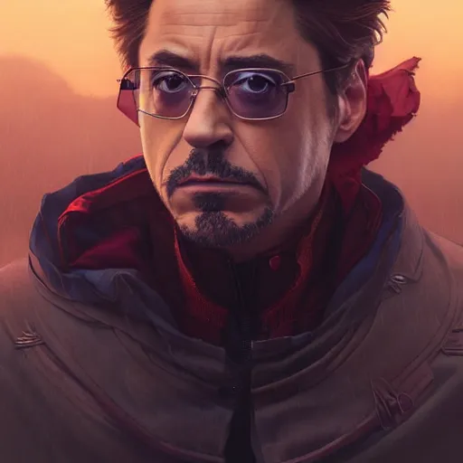 Prompt: robert downey jr, highly detailed vfx portrait, unreal engine, greg rutkowski, loish, rhads, caspar david friedrich, makoto shinkai and lois van baarle, ilya kuvshinov, rossdraws, elegent, tom bagshaw, alphonse mucha, global illumination, detailed and intricate environment.