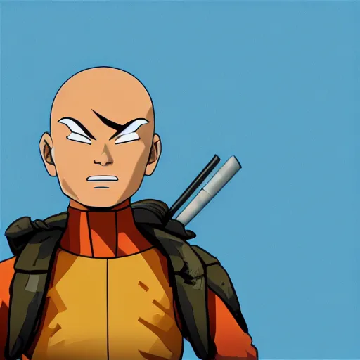 Prompt: Avatar Aang in the style of a pubg skin
