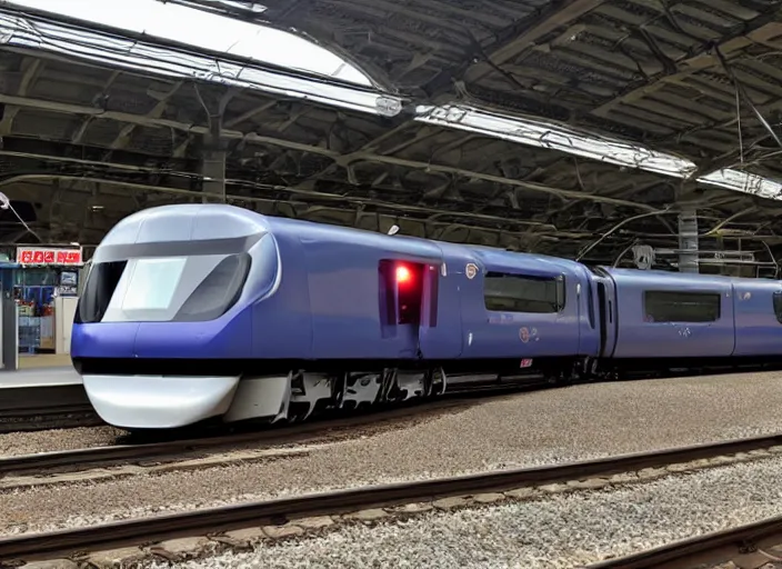Image similar to A train that looks like a demon. This advanced train was designed to look like a dragonfly.