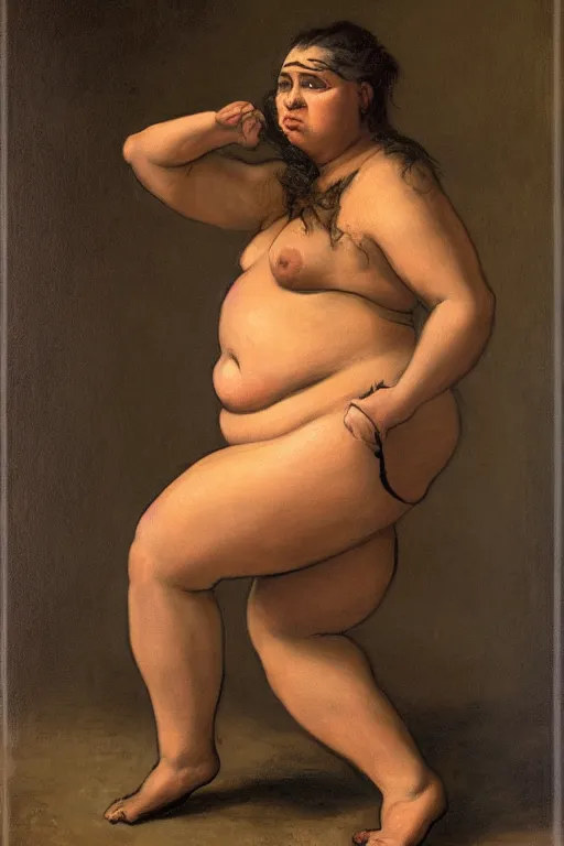 Image similar to a fat cartoon female tiger, 8 k, hdr, great light, gustave courbet, annie leibowitz