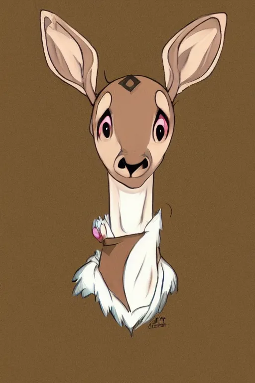 Prompt: an anthropomorphic deer, fursona!!! by don bluth, by kawacy, trending on artstation, full body