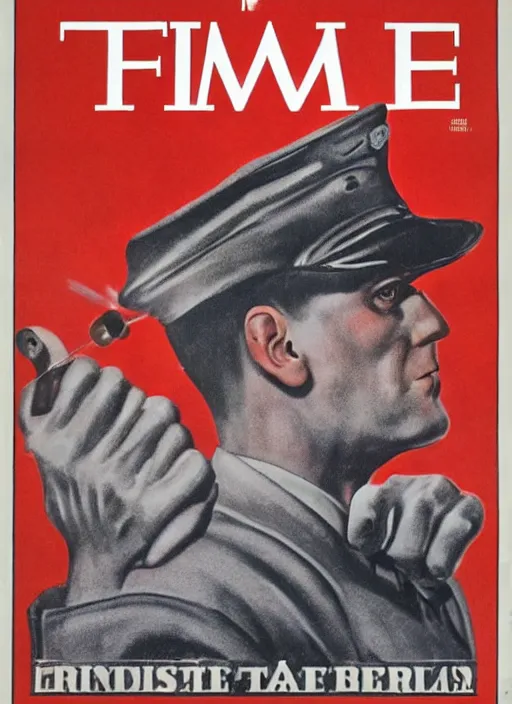 Prompt: Fascist TIme Magazine Cover of 1940, 8K, sharp focus, HD