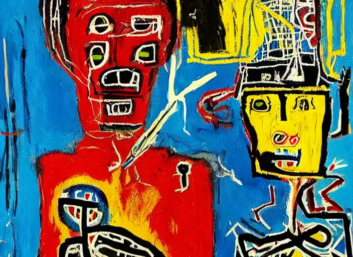 Image similar to beautiful detailed tarot cards painting by jean - michel basquiat