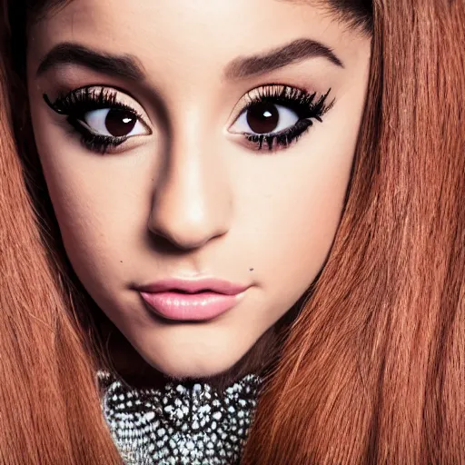 Image similar to Portrait of Ariana Grande with Anime eyes, vogue, perfect face, intricate, Sony a7R IV, symmetric balance, polarizing filter, Photolab, Lightroom, 4K, Dolby Vision, Photography Award