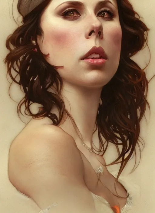 Prompt: beautiful portrait of gianna michaels, by magali villeneuve and greg rutkowski and artgerm and alphonse mucha, intricate, elegant, highly detailed, photorealistic, trending on artstation, trending on cgsociety, 8 k, sharp focus