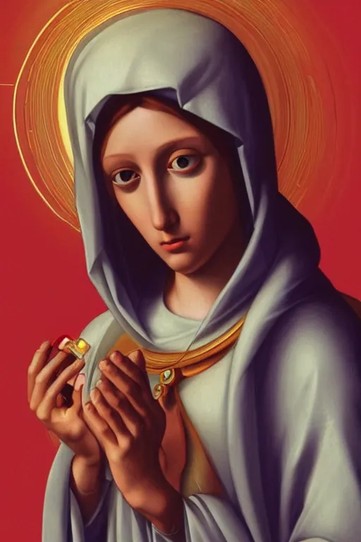 Image similar to virgin mary, cyberpunk, portrait, ultra detailed, Guido Reni style