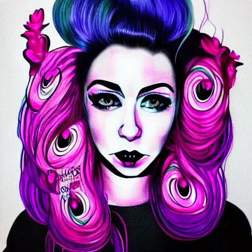 Prompt: marina diamandis by harumi hironaka, by vanessa lemen, trending on artstation