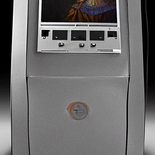 Prompt: technical drawing for a bitcoin atm by leonardo davinci