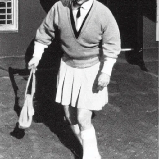 Image similar to albert einstein dressed as a high school cheerleader