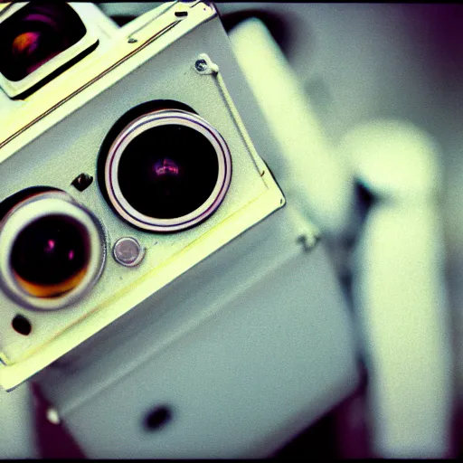 Prompt: vintage film photo of a robot, taken leica m 5 with kodak ektachrome, photo realism, film photography 3 5 mm, highly detailed - 7 6 8