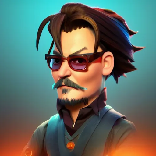 Image similar to Johnny Depp as a Clash Royale character, mattepainting concept Blizzard pixar maya engine on stylized background splash comics global illumination lighting artstation lois van baarle, ilya kuvshinov, rossdraws