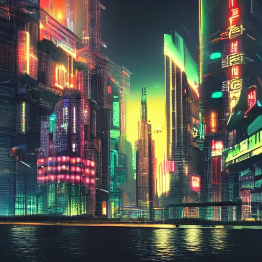 Image similar to cyberpunk city at night