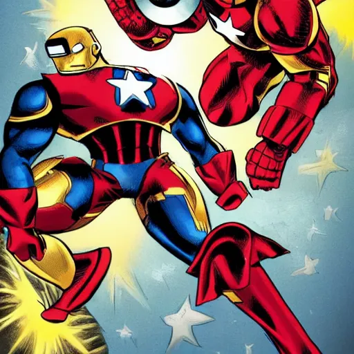 Image similar to iron man and captain america fighting